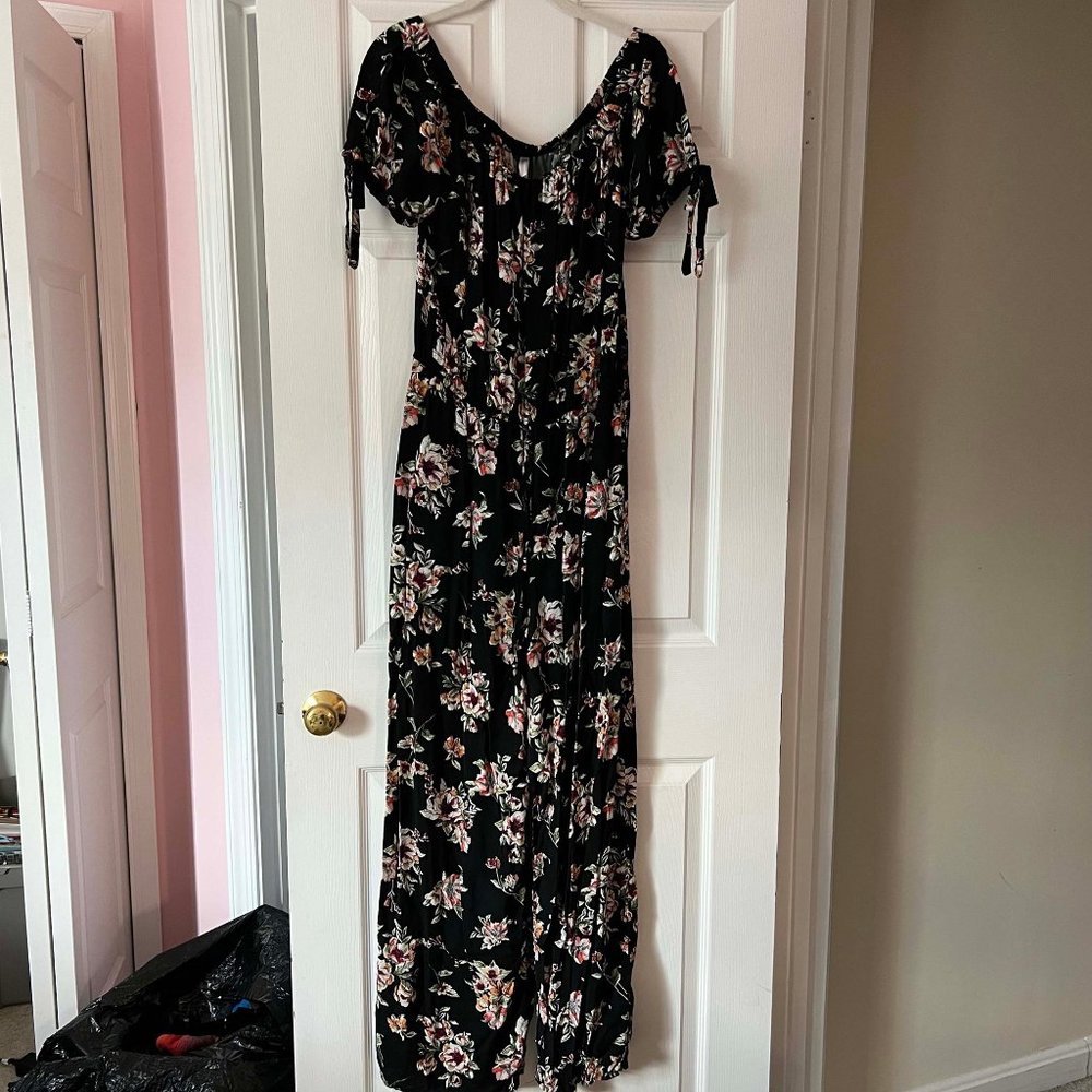 Black Floral Maxi Jumpsuit